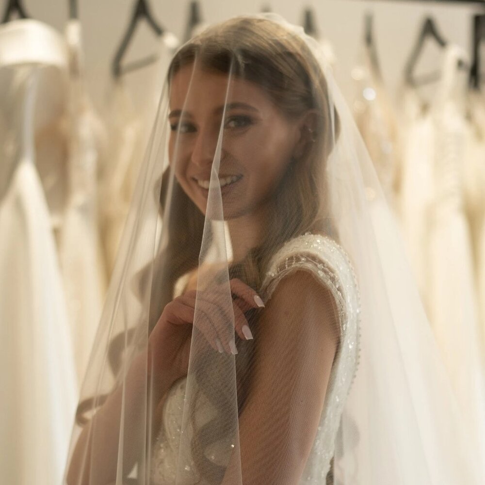 Double tier plain wedding veil cascading  with blusher Knee  (multiple sizes)
